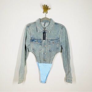 PrettyLittleThing denim bodysuit size 2